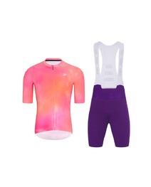 HOLOKOLO Tricoul și pantaloni scurți de ciclism - COSMA - mov/portocaliu/roz